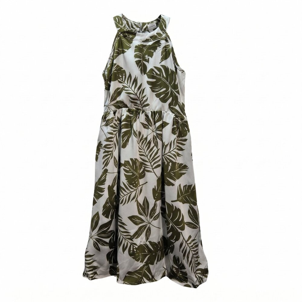 NWT | PatPat Girls' Tropical Palm Leaf Dress | Halter Neck | Tie Waist | 6-7Y